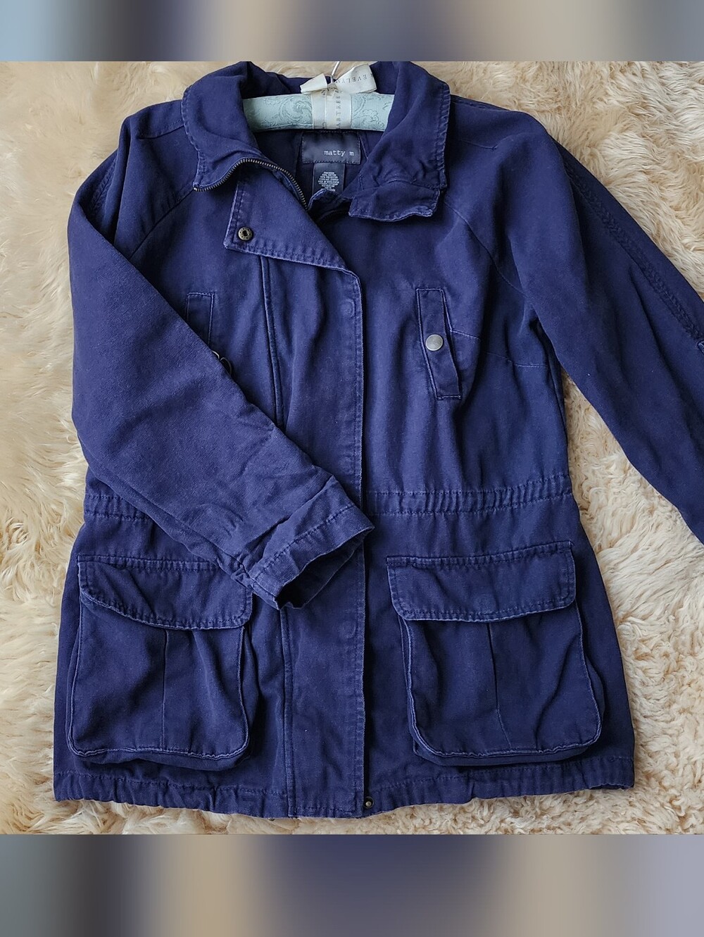 Matty M Deep Navy Zip-Front Jacket